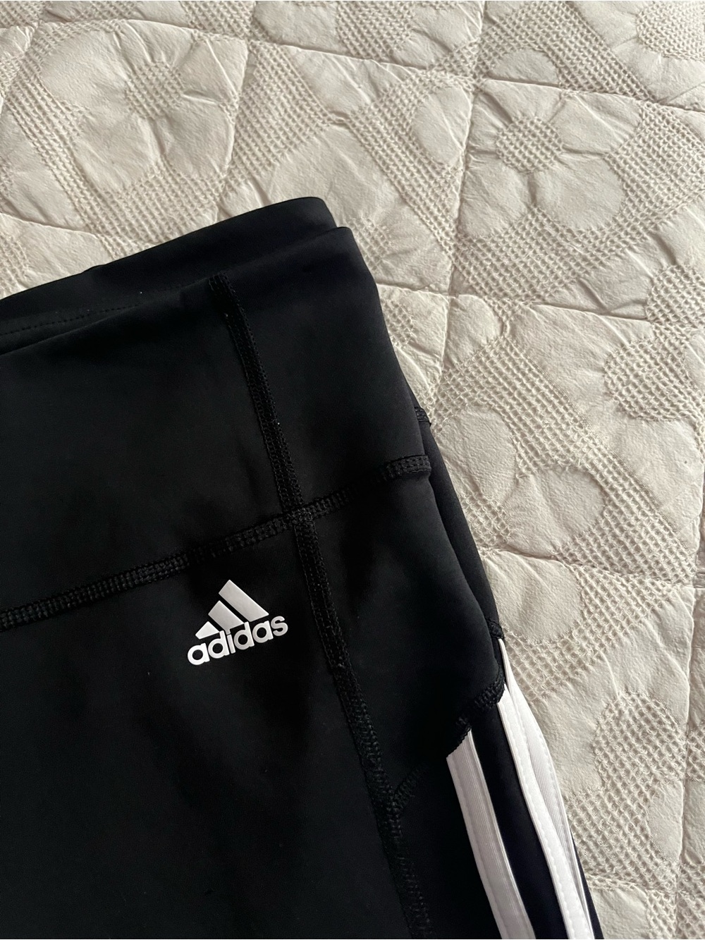 Adidas Black Leggings with White Side Stripes Size XL - Picture 2 of 7